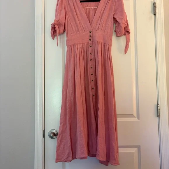Free People Women’s Love of My Life Cotton Gauze Prairie Festival Pink Dress - Picture 5 of 13